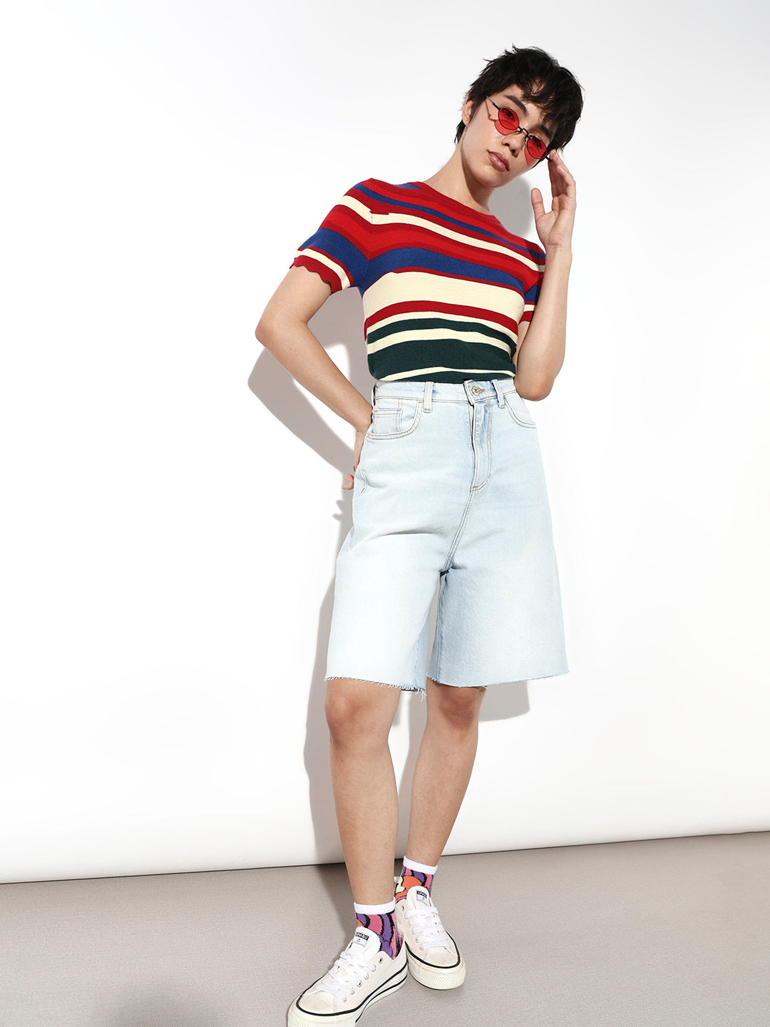 Light Blue Denim Bermuda Shorts