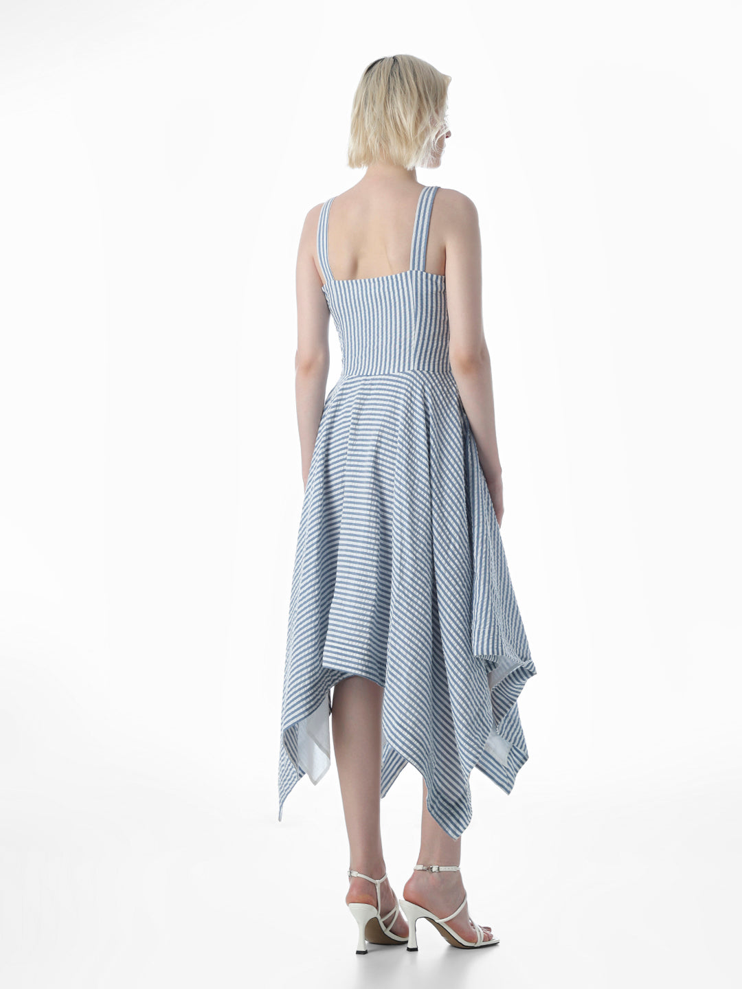 Blue Striped Asymmetric Dress