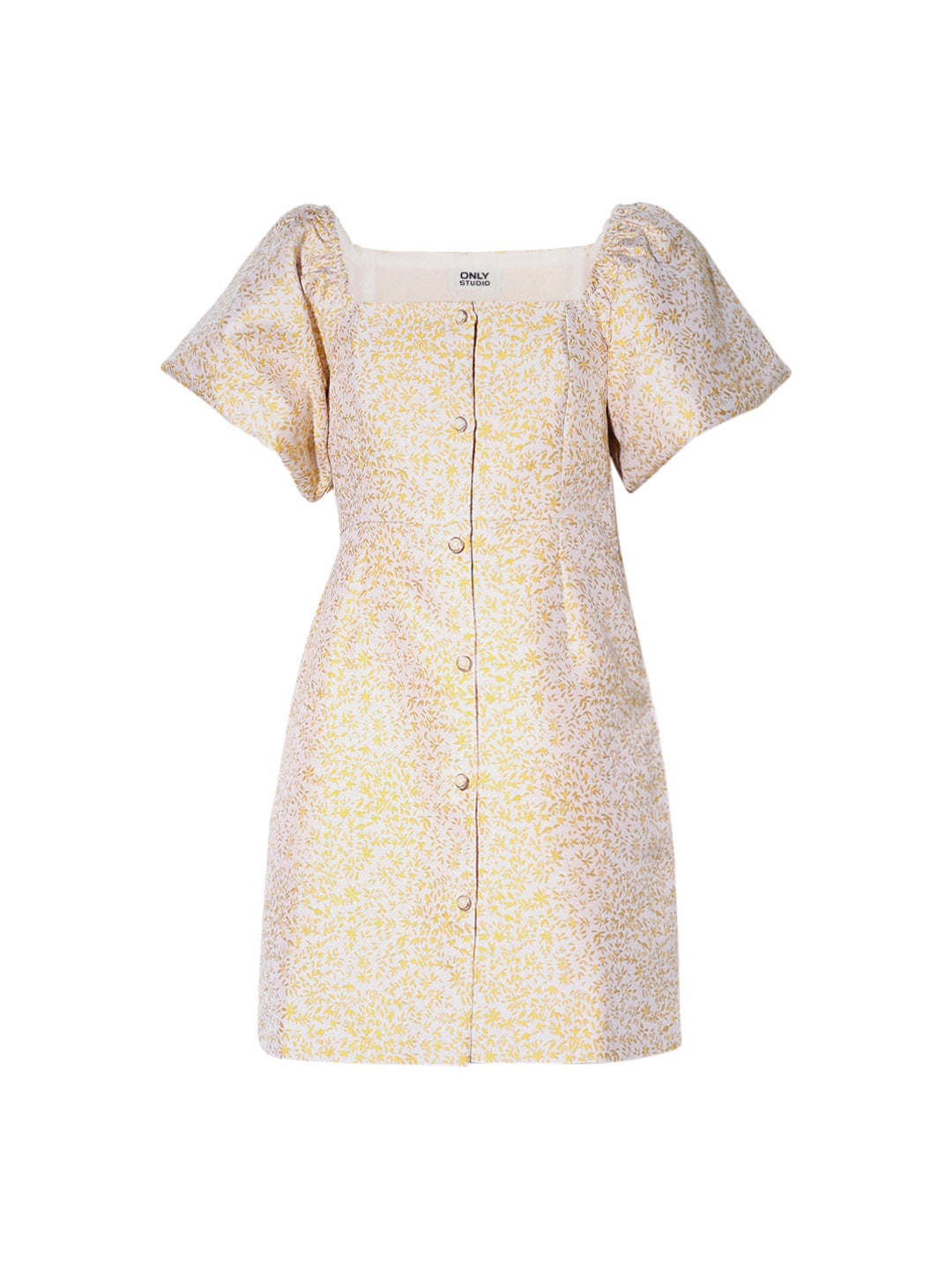 STUDIO Jacquard Weave Puff Sleeves Dress