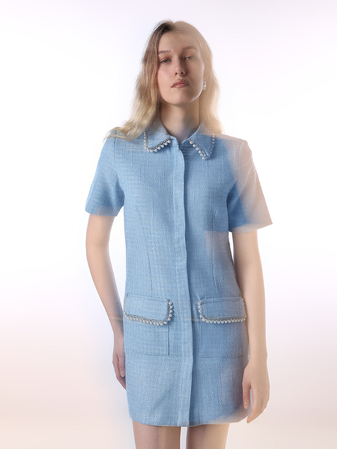 Embellished Textured Short Dress