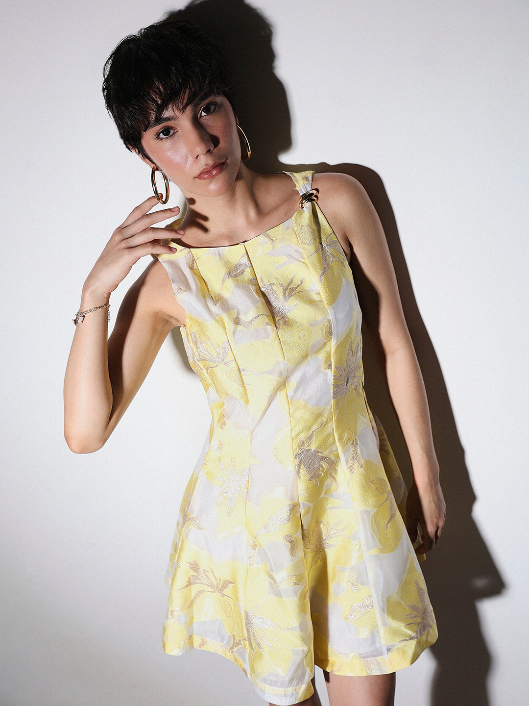 STUDIO Jacquard Flared Short Dress