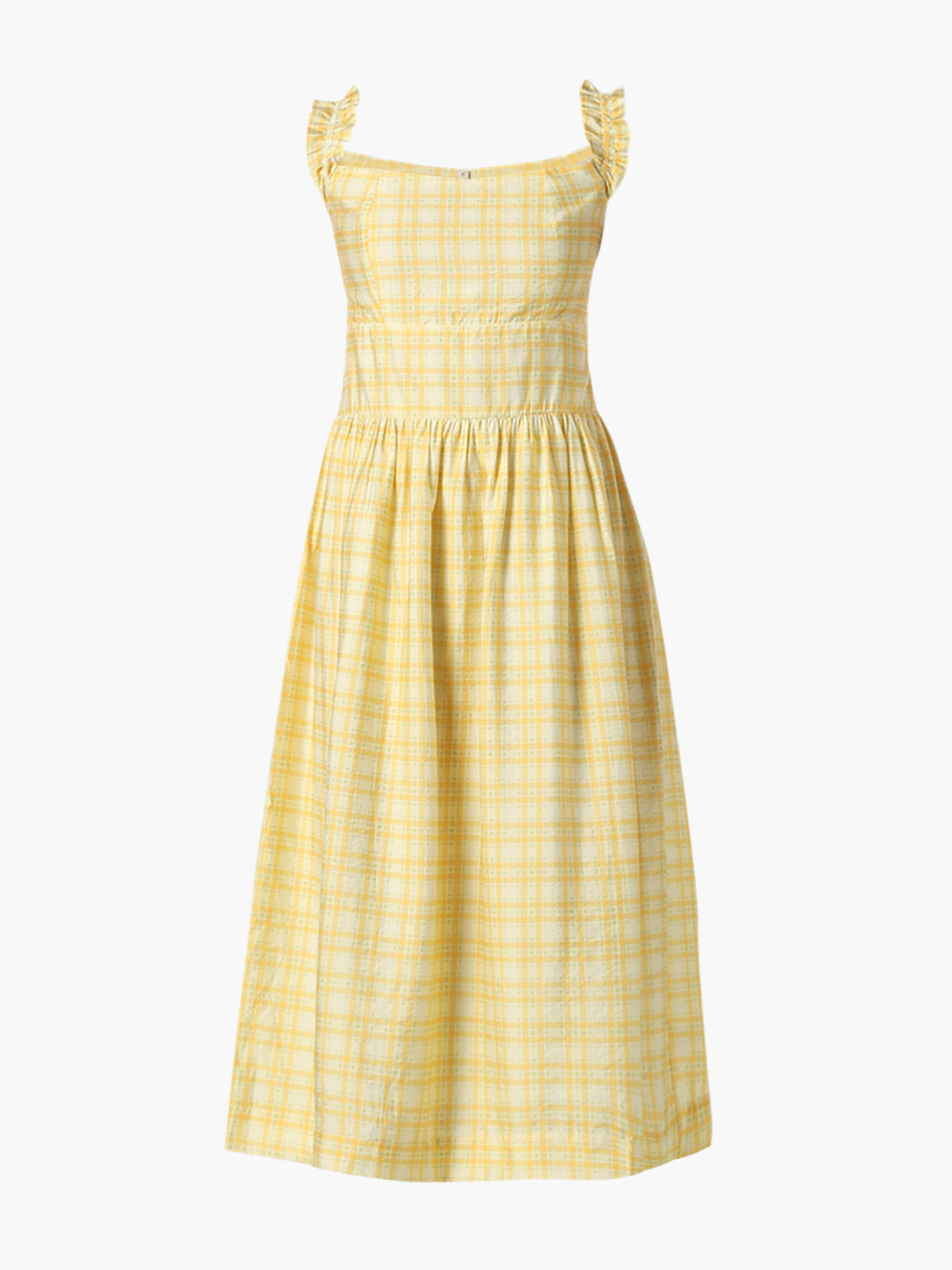 STUDIO Yellow Check Midi Dress