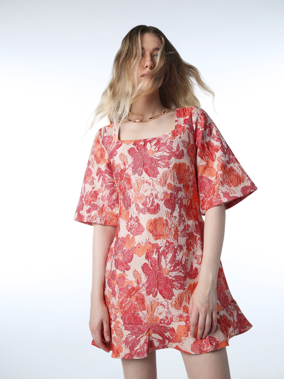 Floral Jacquard Weave Dress