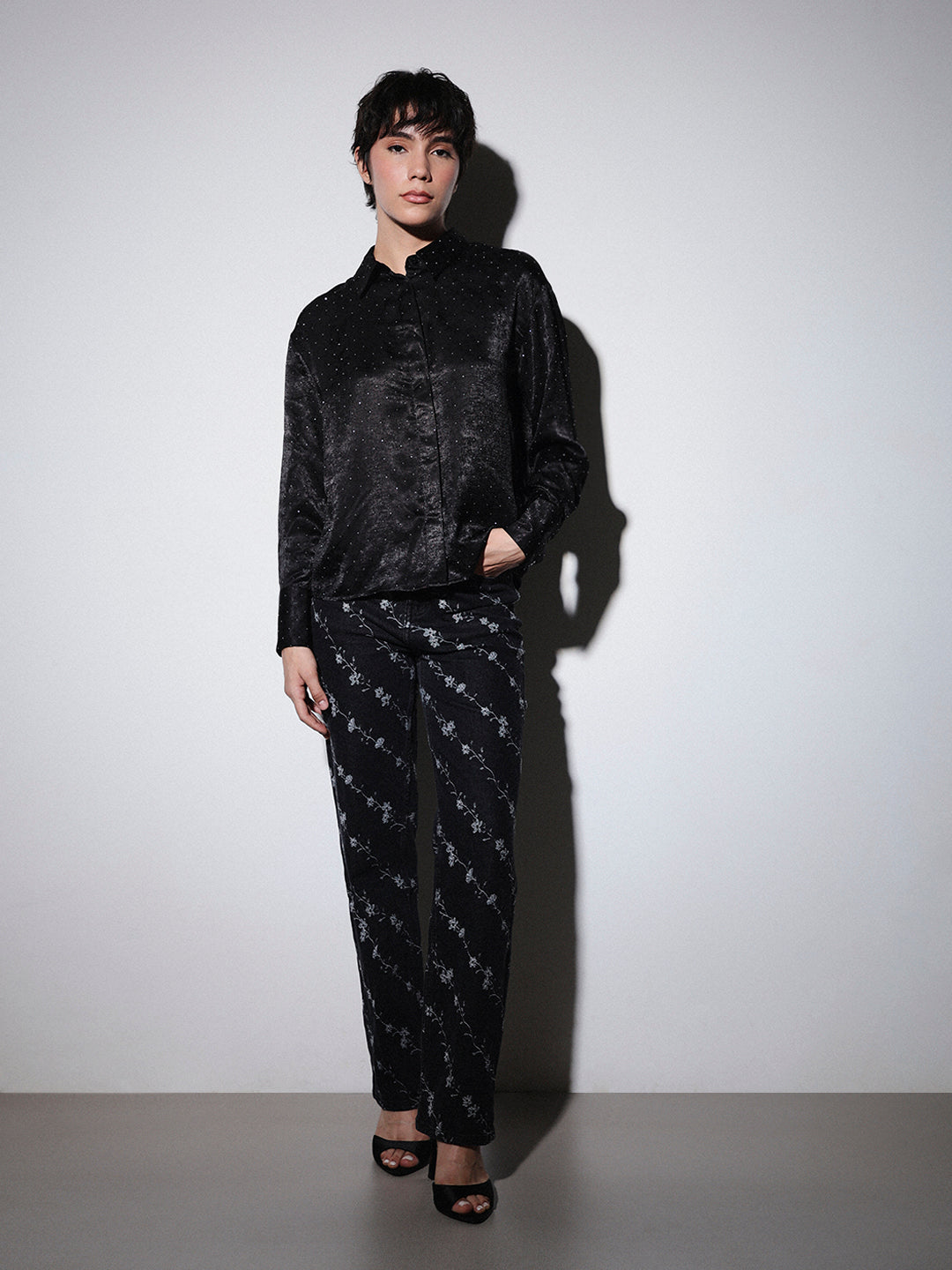 STUDIO Rhinestone Embellished Shirt