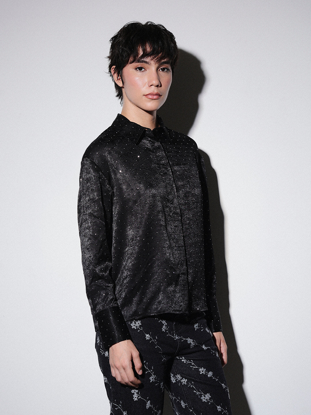 STUDIO Rhinestone Embellished Shirt