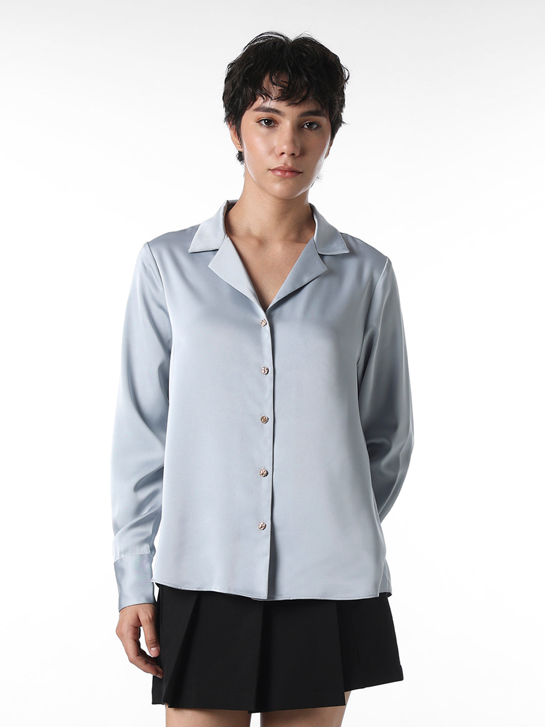 STUDIO Blue Satin Shirt