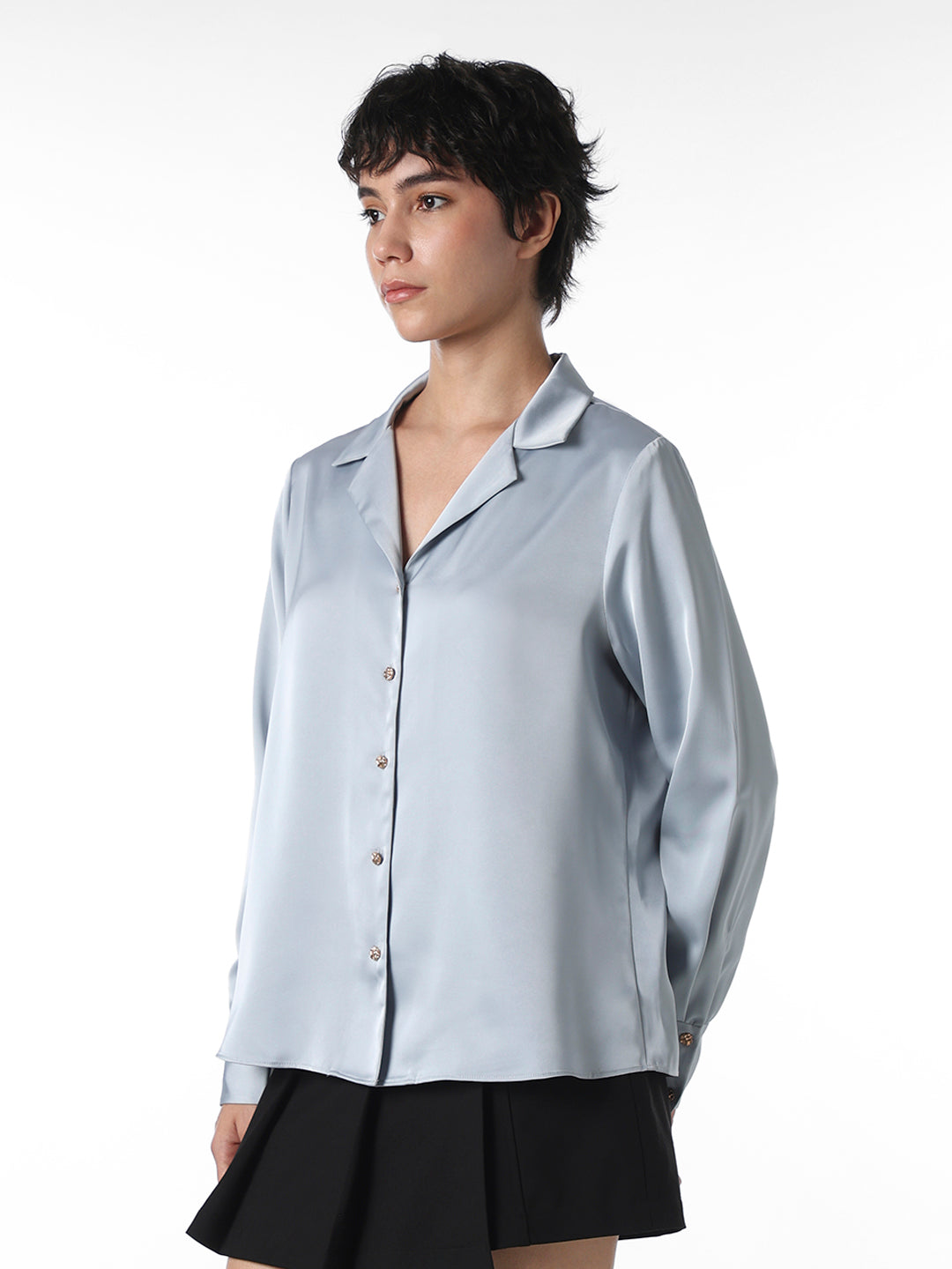 STUDIO Blue Satin Shirt