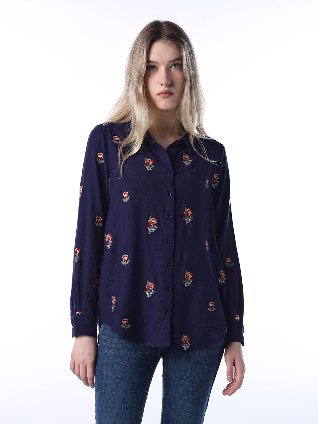Embroidered Shirt - Navy Blue