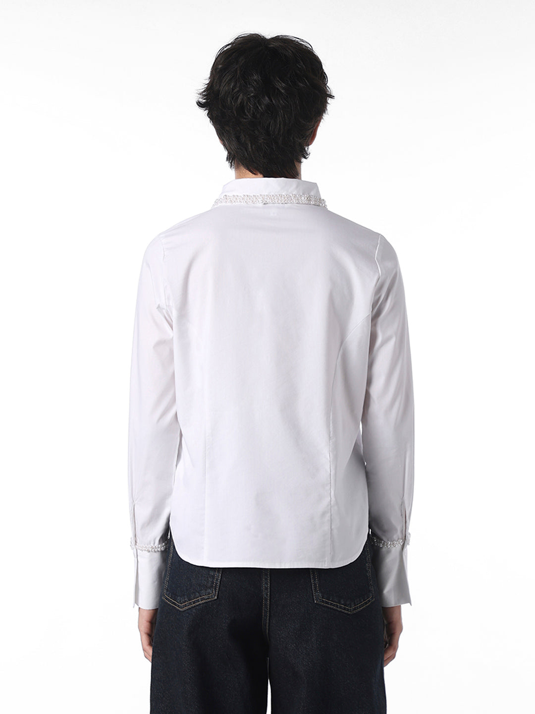 STUDIO White Pearl Detail Shirt