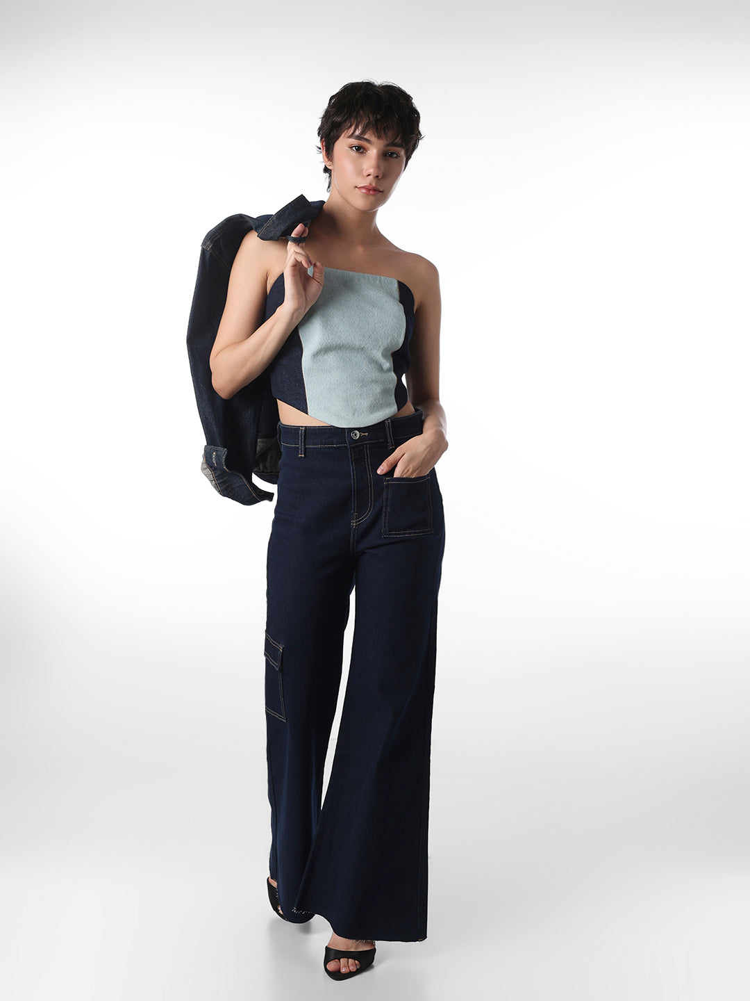 Blue Denim Corset Top