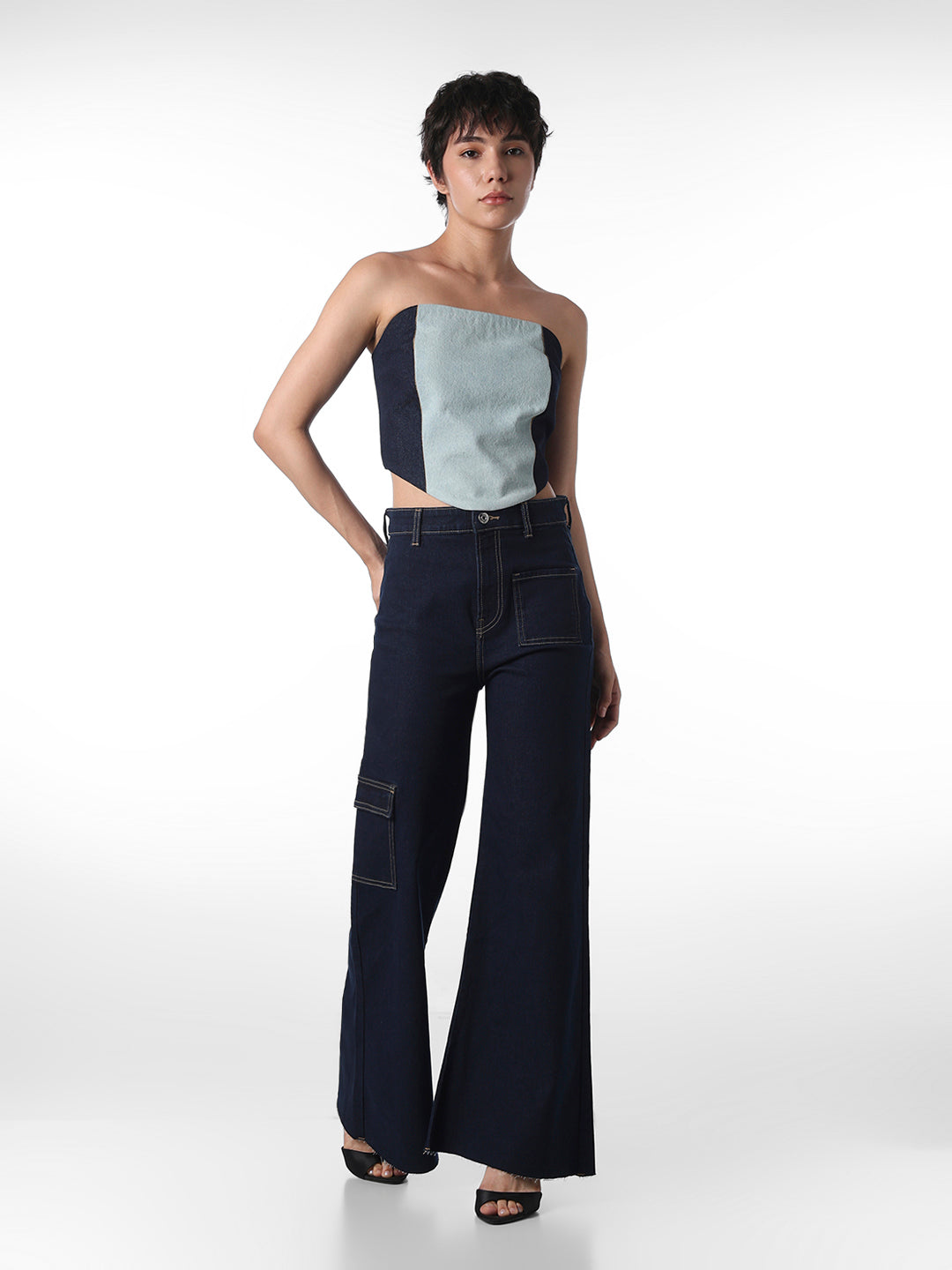 Blue Denim Corset Top