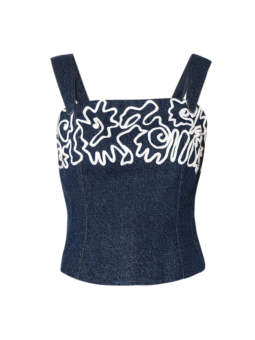 Embroidered Denim Top