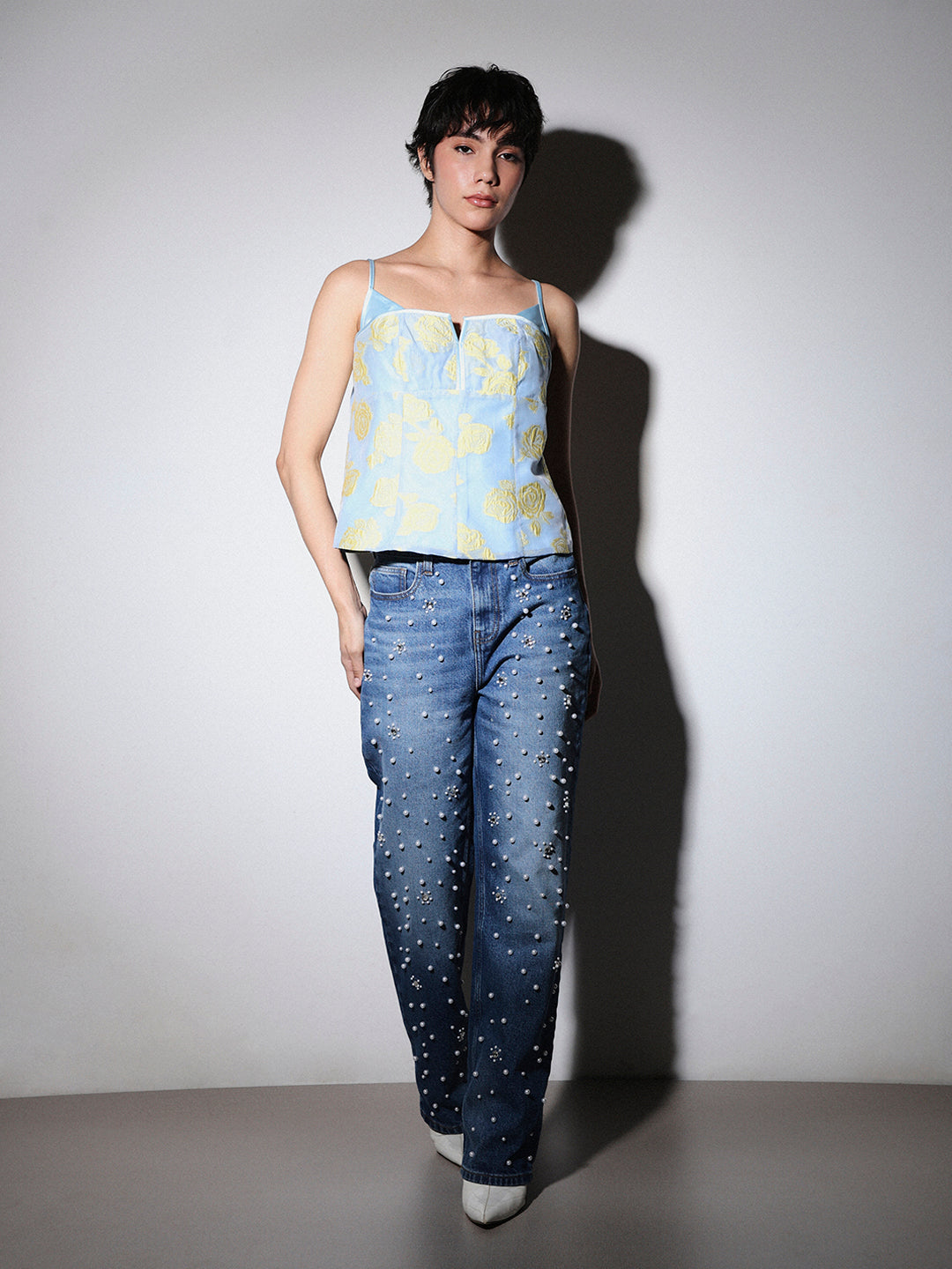 STUDIO Jacquard Printed Strappy Top