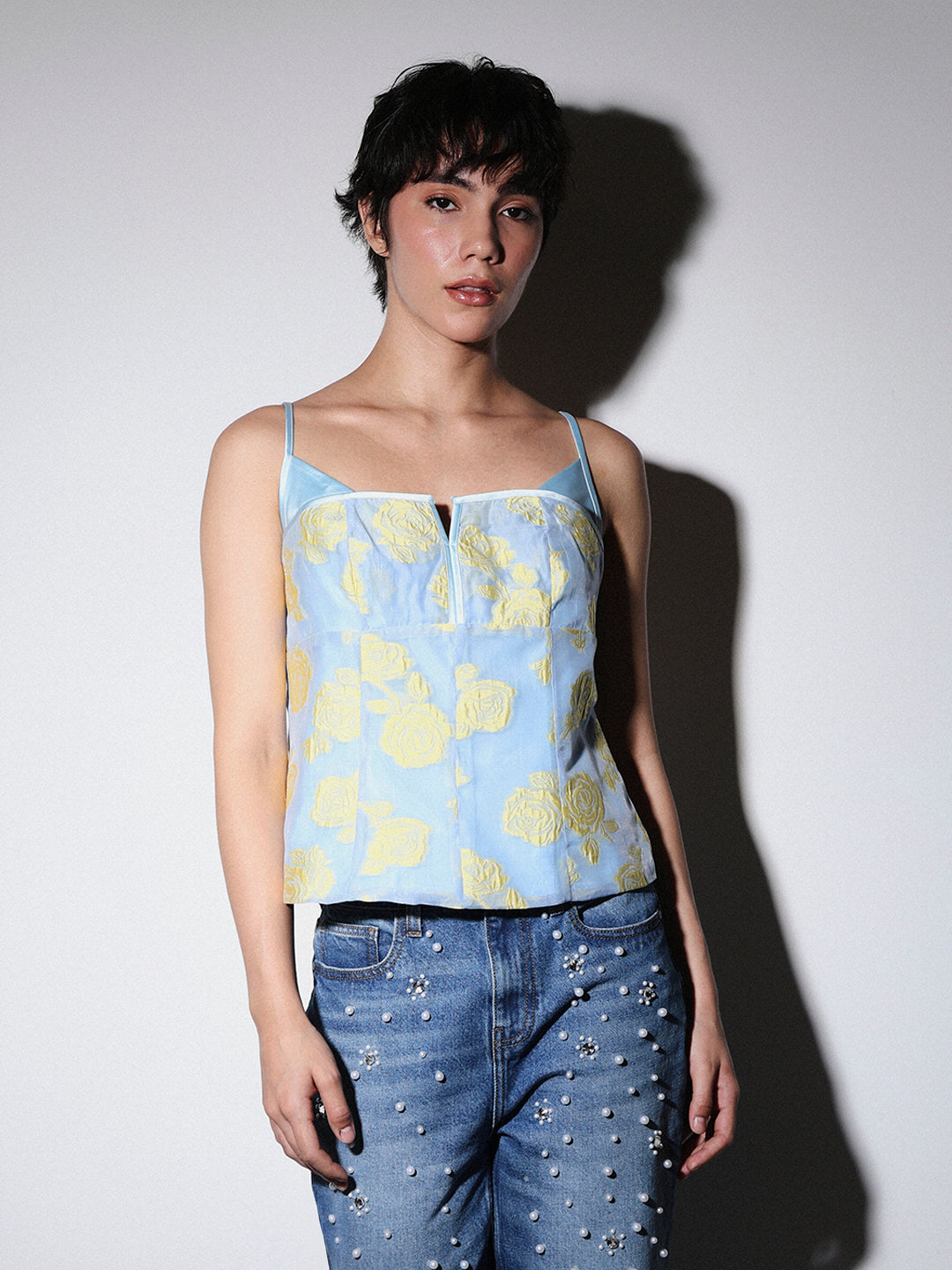 STUDIO Jacquard Printed Strappy Top