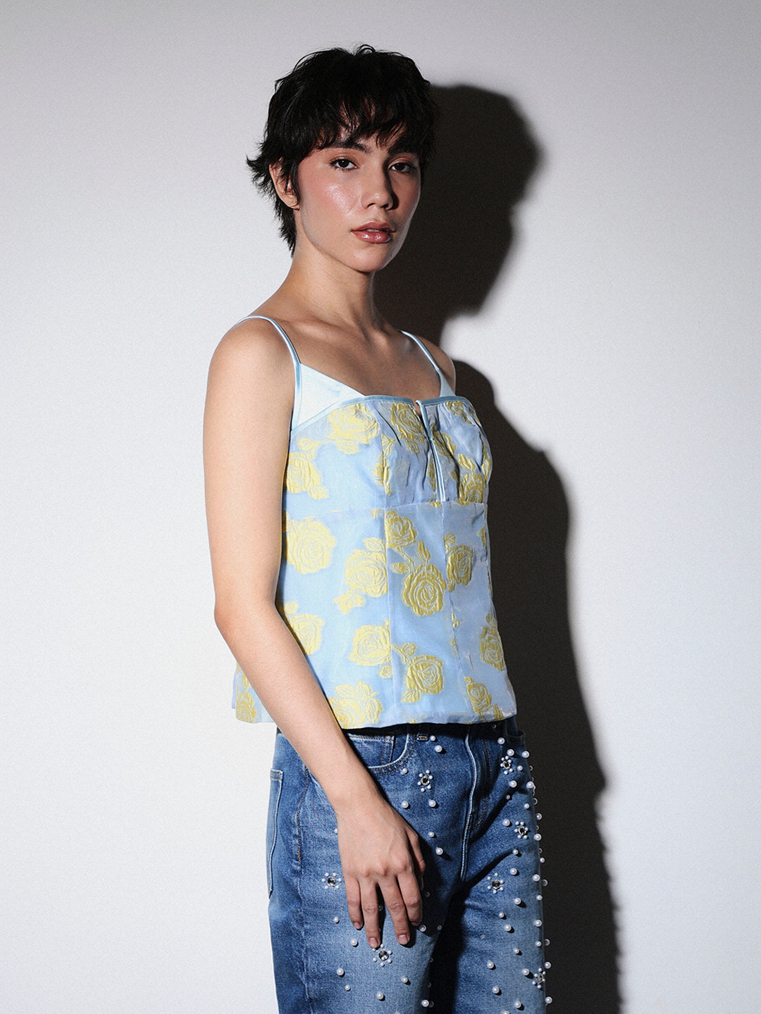 STUDIO Jacquard Printed Strappy Top