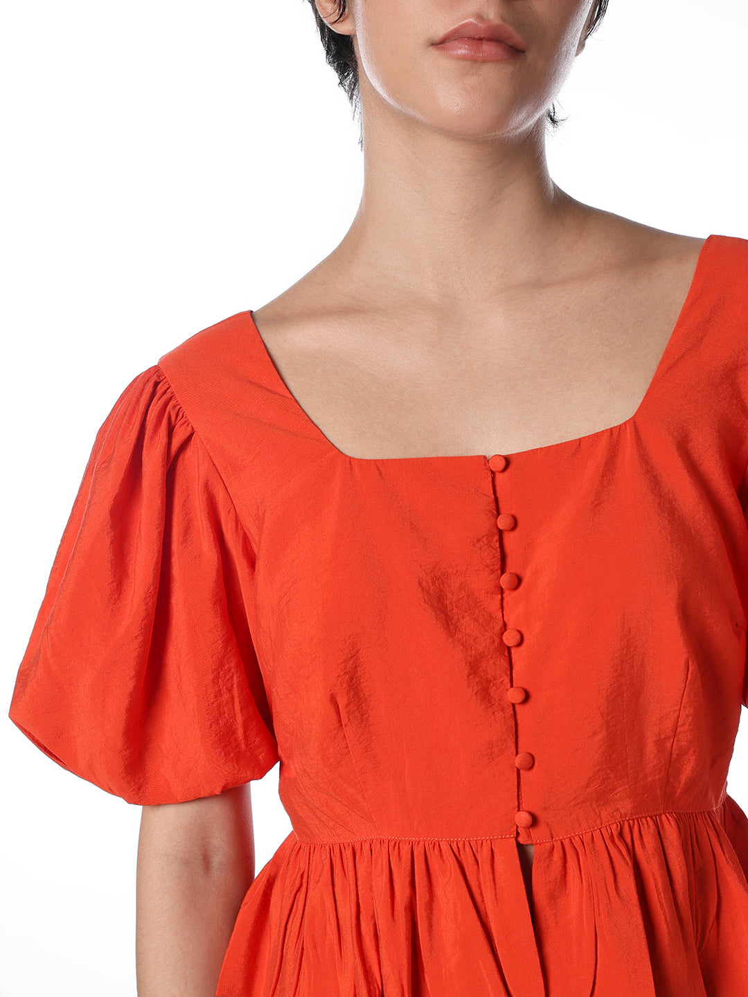 Orange Cropped Peplum Top