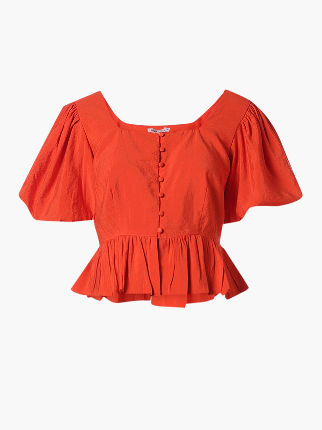 Orange Cropped Peplum Top