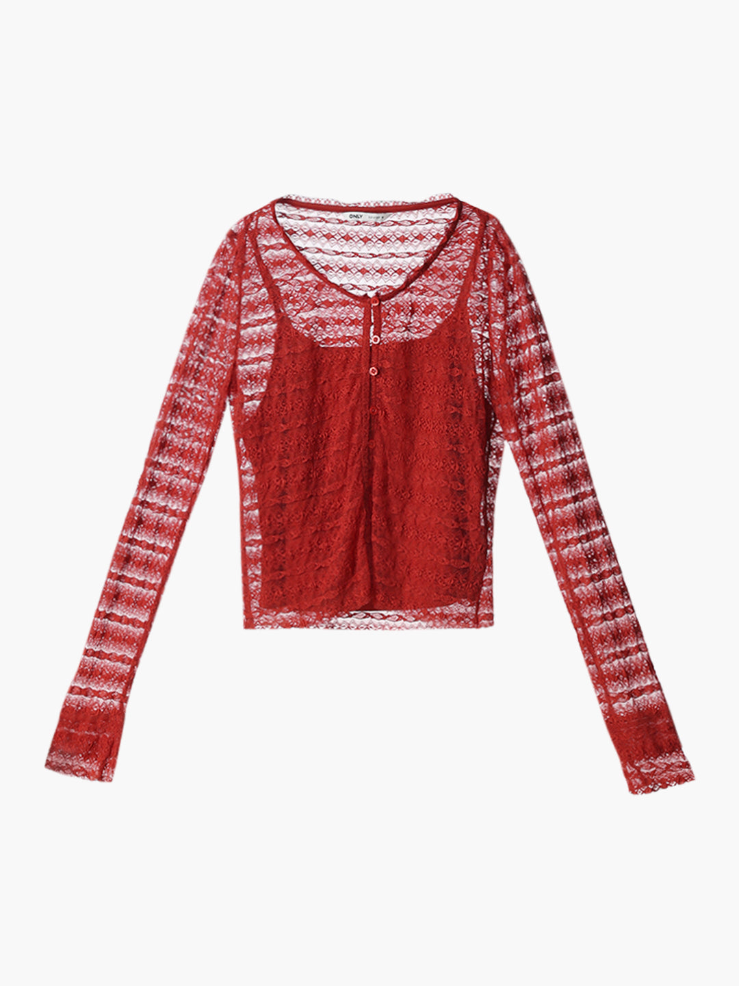 Red Sheer Lace Top