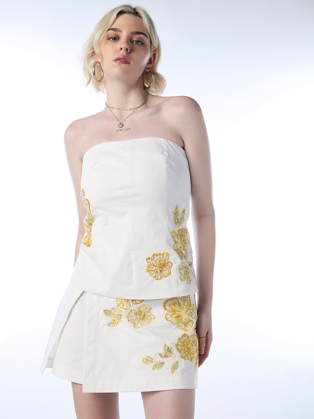 STUDIO Embroidered Off-Shoulder Top