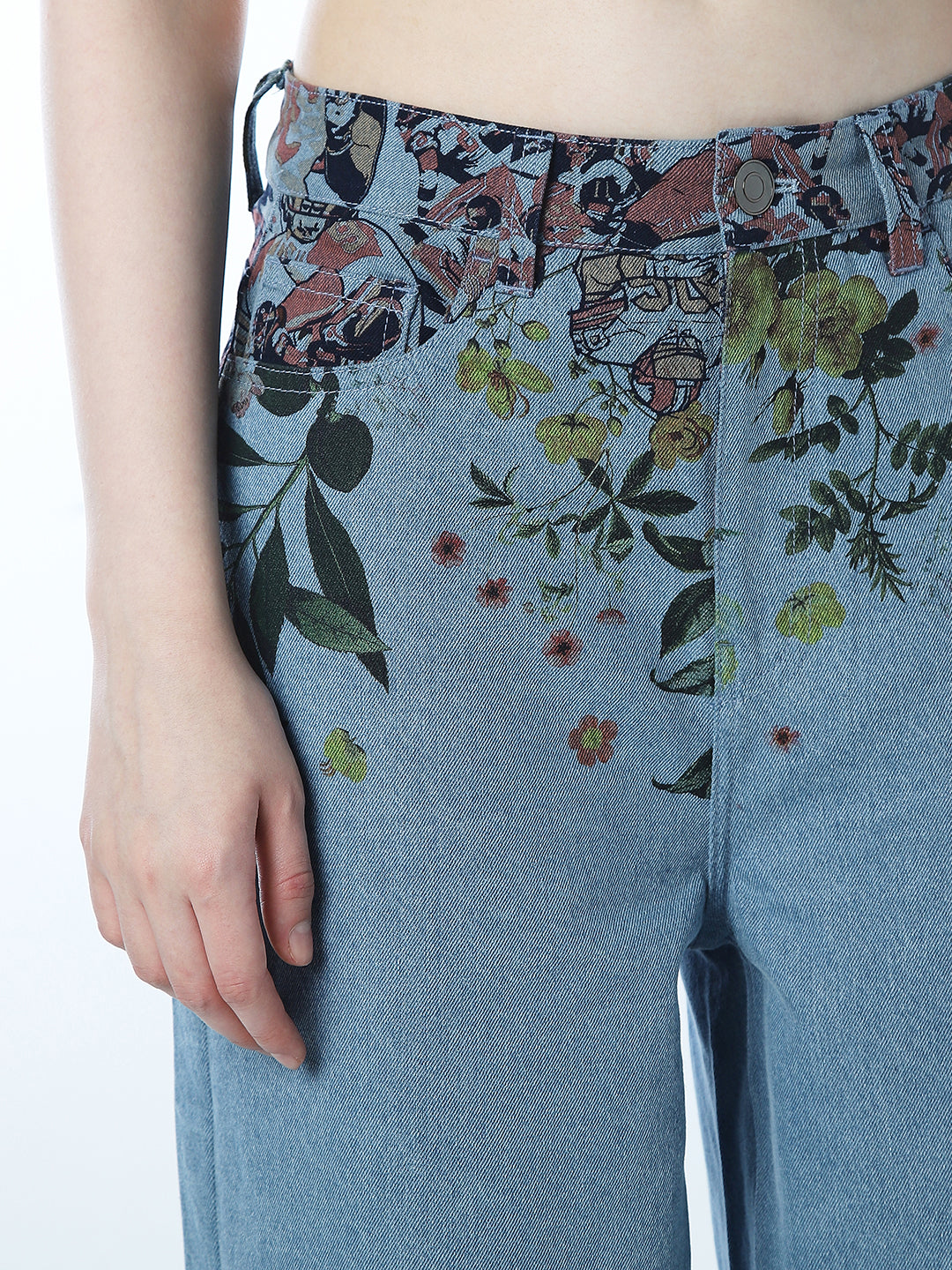 Printed Wide Leg Jeans