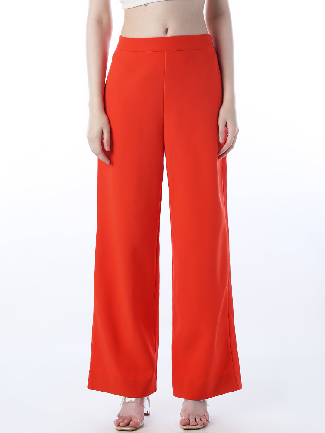 Orange High Rise Wide Leg Pants