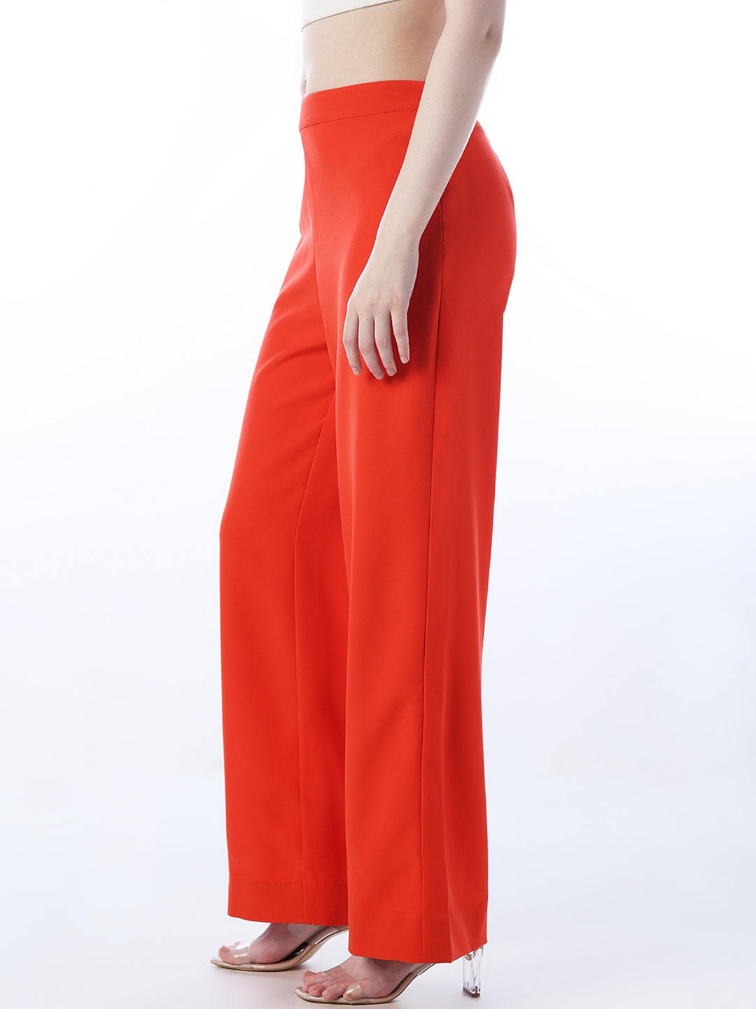 Orange High Rise Wide Leg Pants