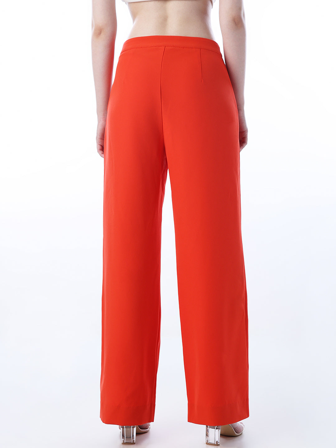 Orange High Rise Wide Leg Pants