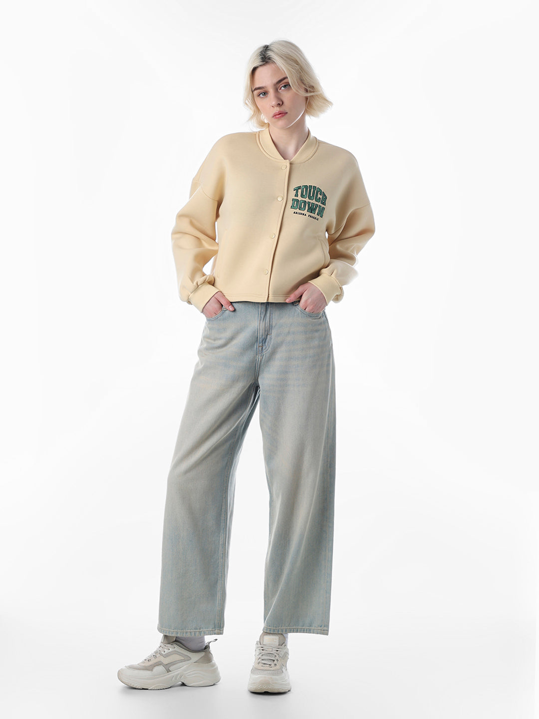 Yellow Varsity Bomber Sweat-Jacket