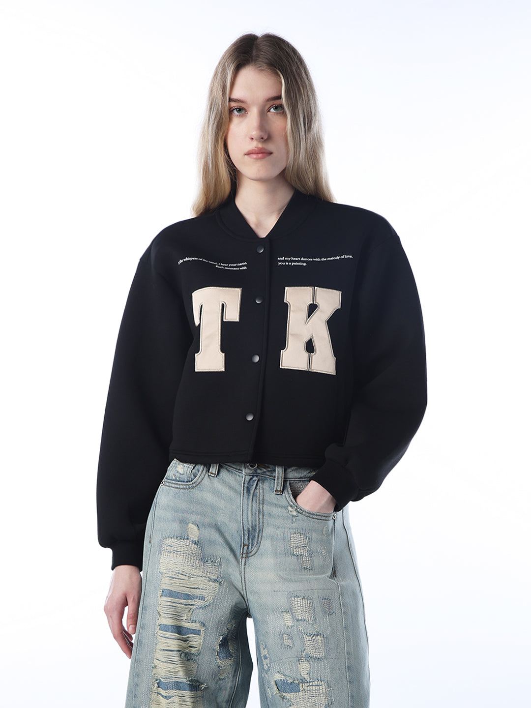 Typographic Print Bomber Jacket