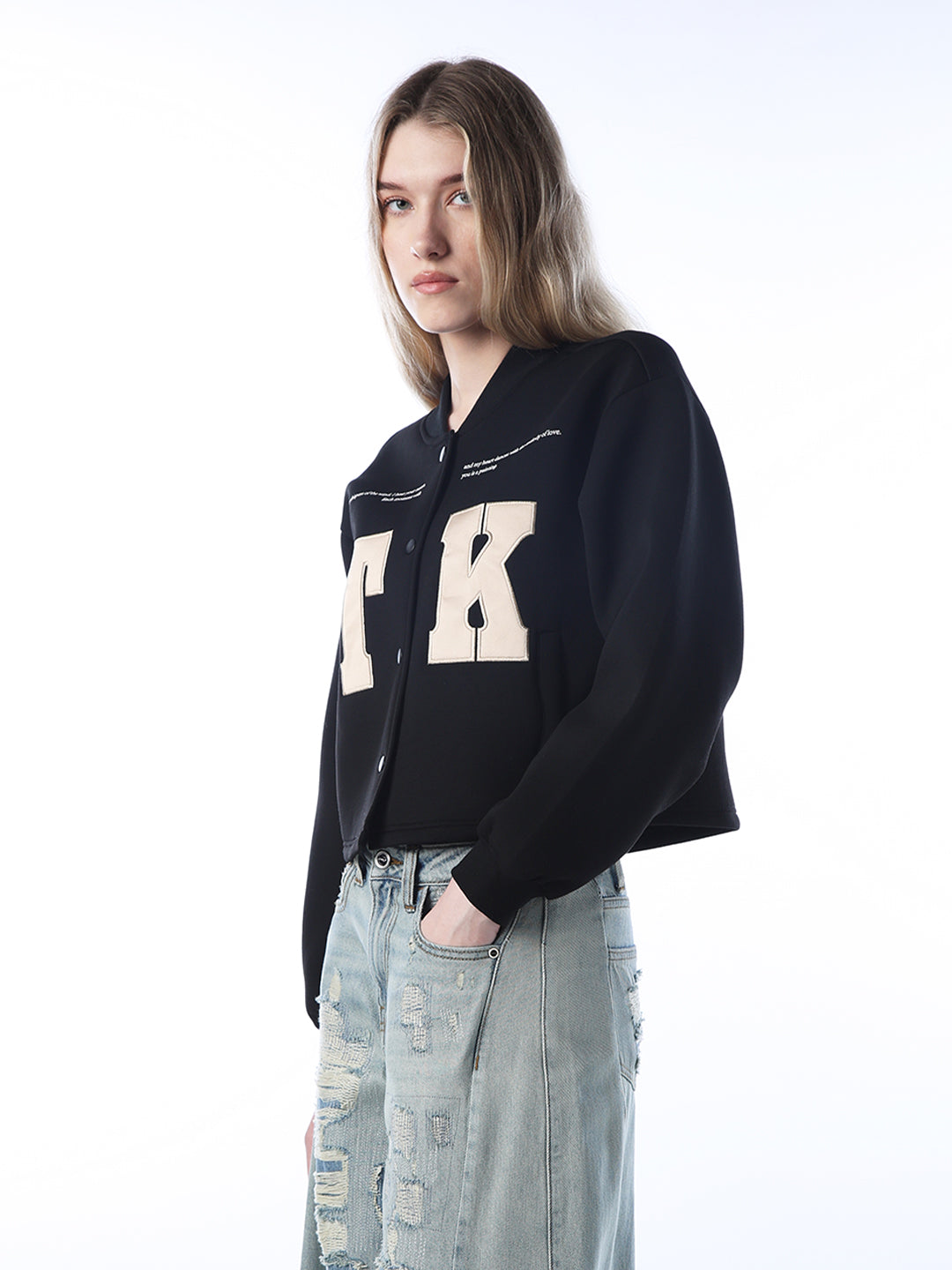 Typographic Print Bomber Jacket