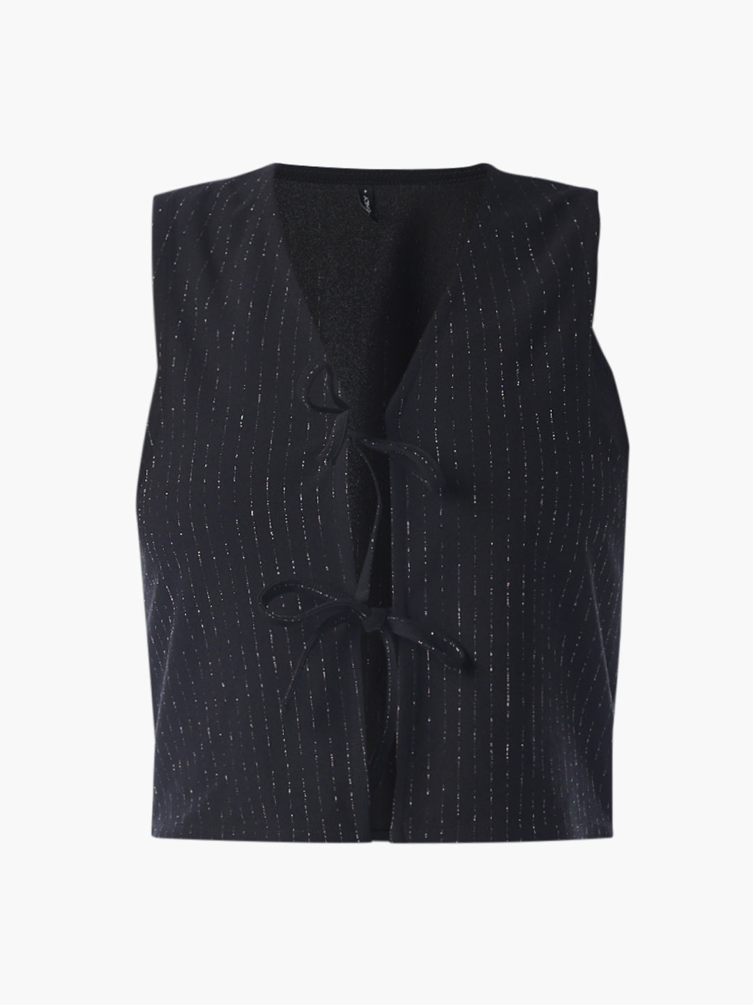 Tie-Detail Pinstripe Top