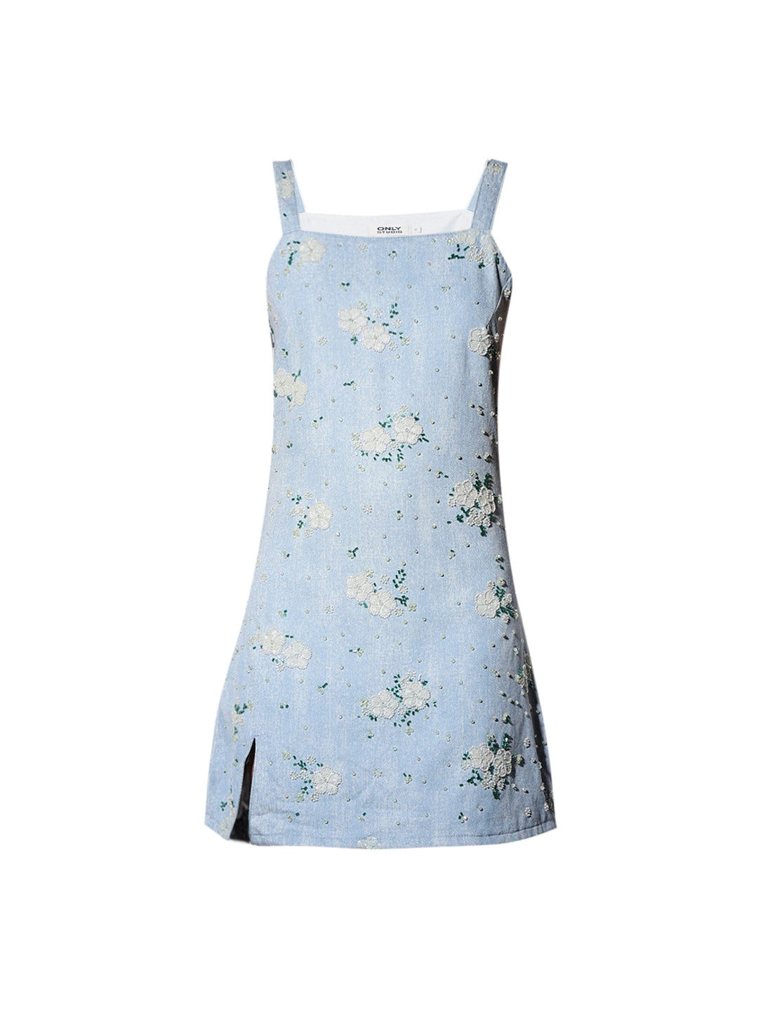 STUDIO Embellished Floral Denim Dress
