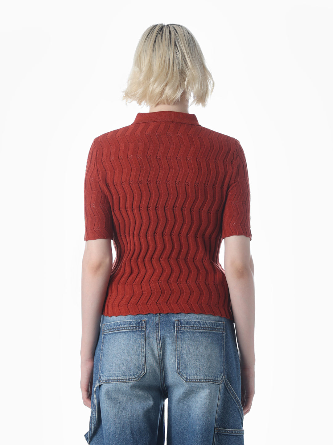 Red Fitted Knit Polo