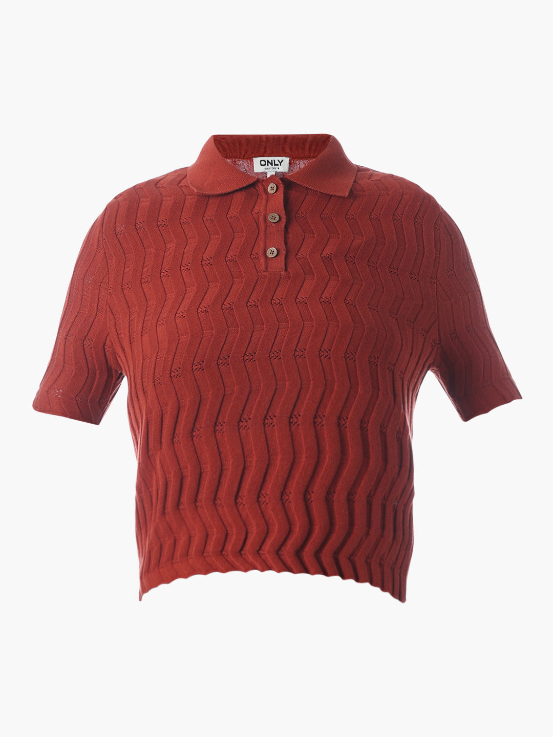 Red Fitted Knit Polo