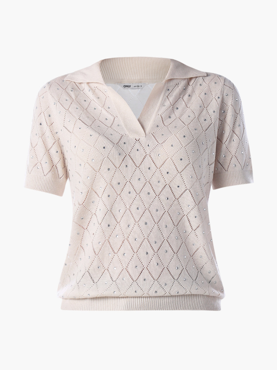 Rhinestone Detail Knit Polo