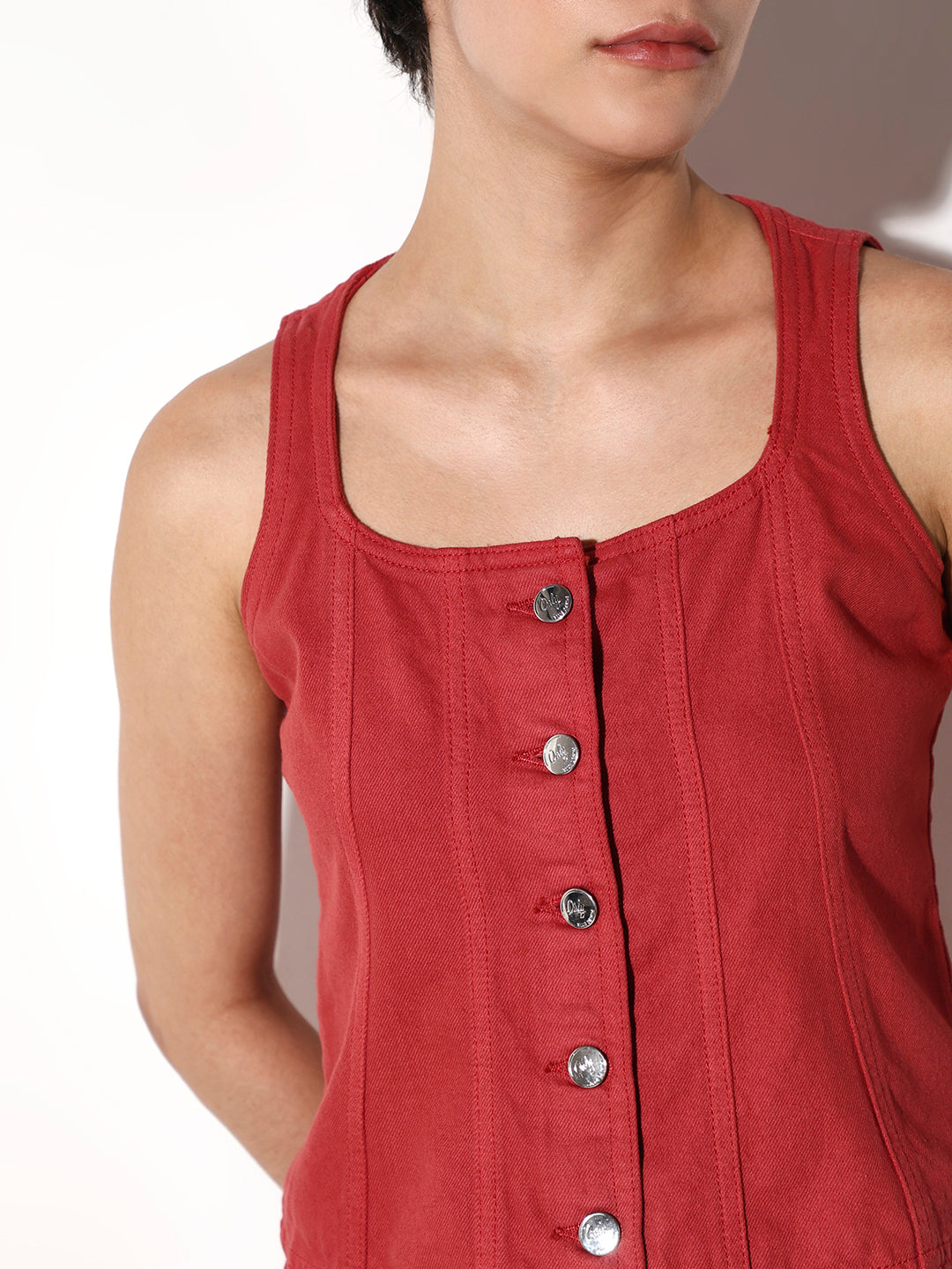 Red Twill Vest Top