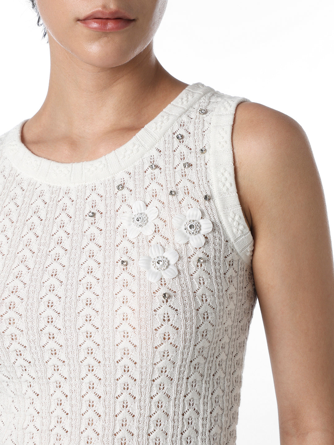 STUDIO White Textured Knit Top