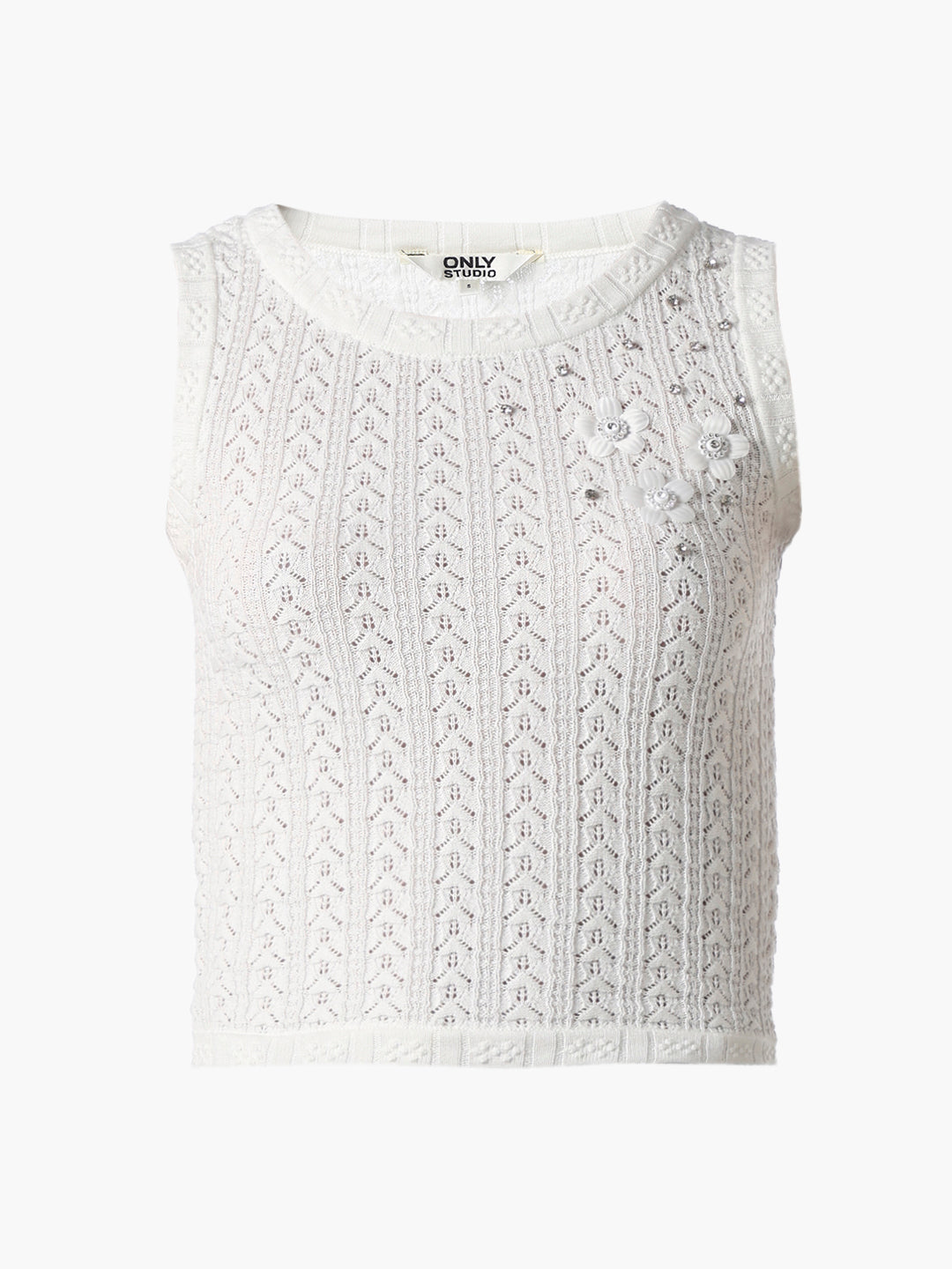 STUDIO White Textured Knit Top