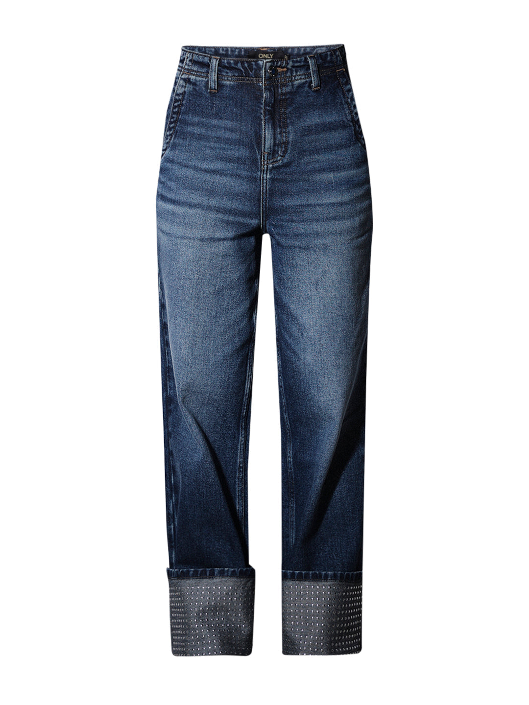 Stud Embellished Straight Fit Jeans