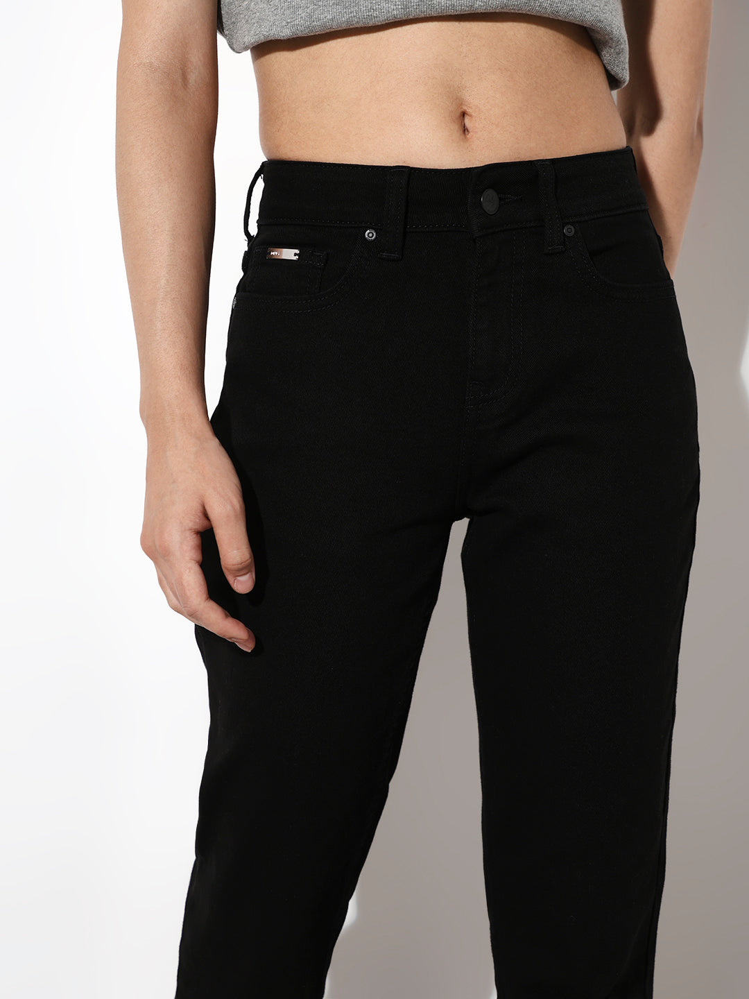 Black High Rise Flared Jeans