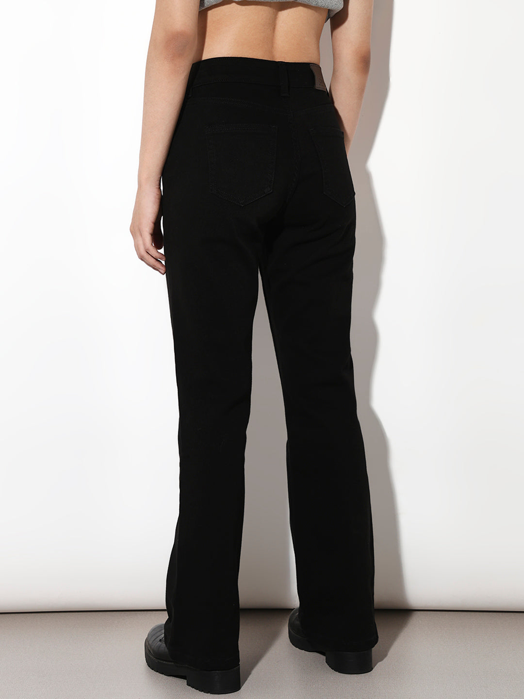 Black High Rise Flared Jeans