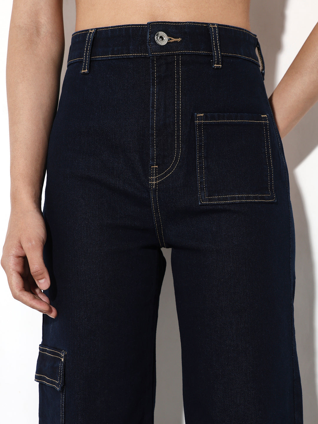 Dark Blue Bootcut Cargo Jeans