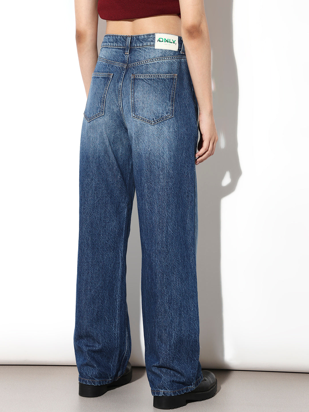 Dark Blue High Rise Wide Leg Jeans