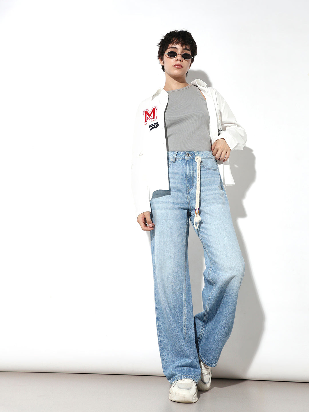 Light Blue High Rise Wide Leg Jeans