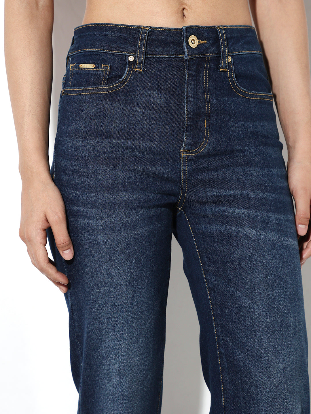 Blue Mid Rise Flared Jeans