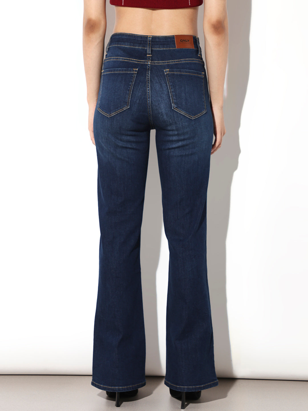 Blue Mid Rise Flared Jeans