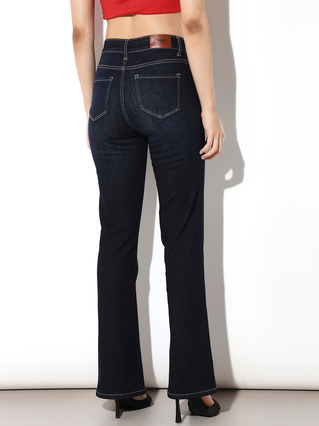 Dark Blue Mid Rise Flared Jeans