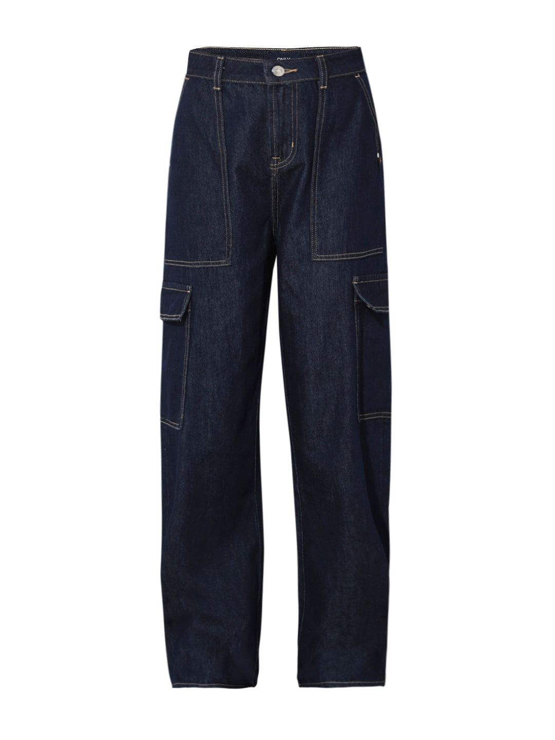 Dark Blue Utility Slouchy Fit Jeans