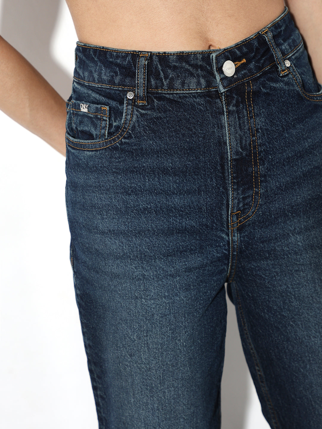 Dark Blue High Rise Straight Fit Jeans