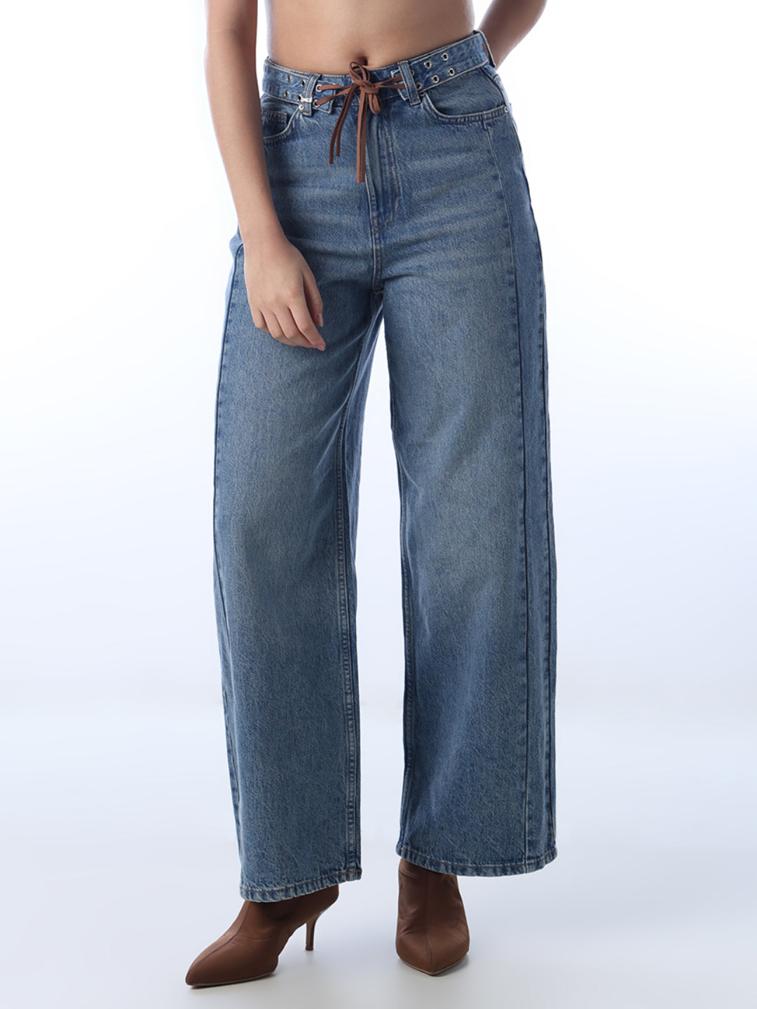 Light Fade High Rise Wide Leg Jeans